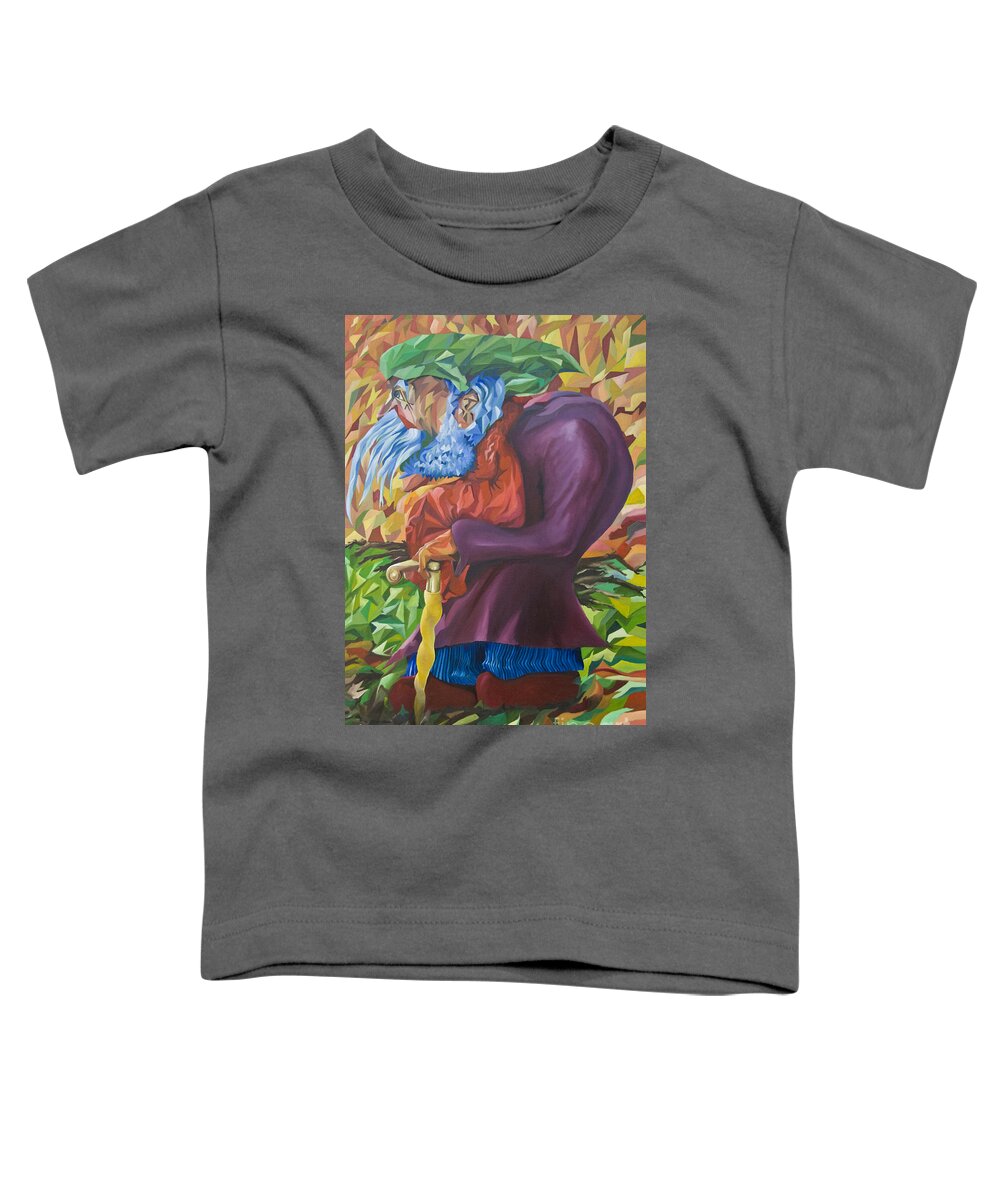 Old Man Toddler T-Shirt featuring the painting Old Man Collecting Sticks - But Not On The Sabbath by James Lavott