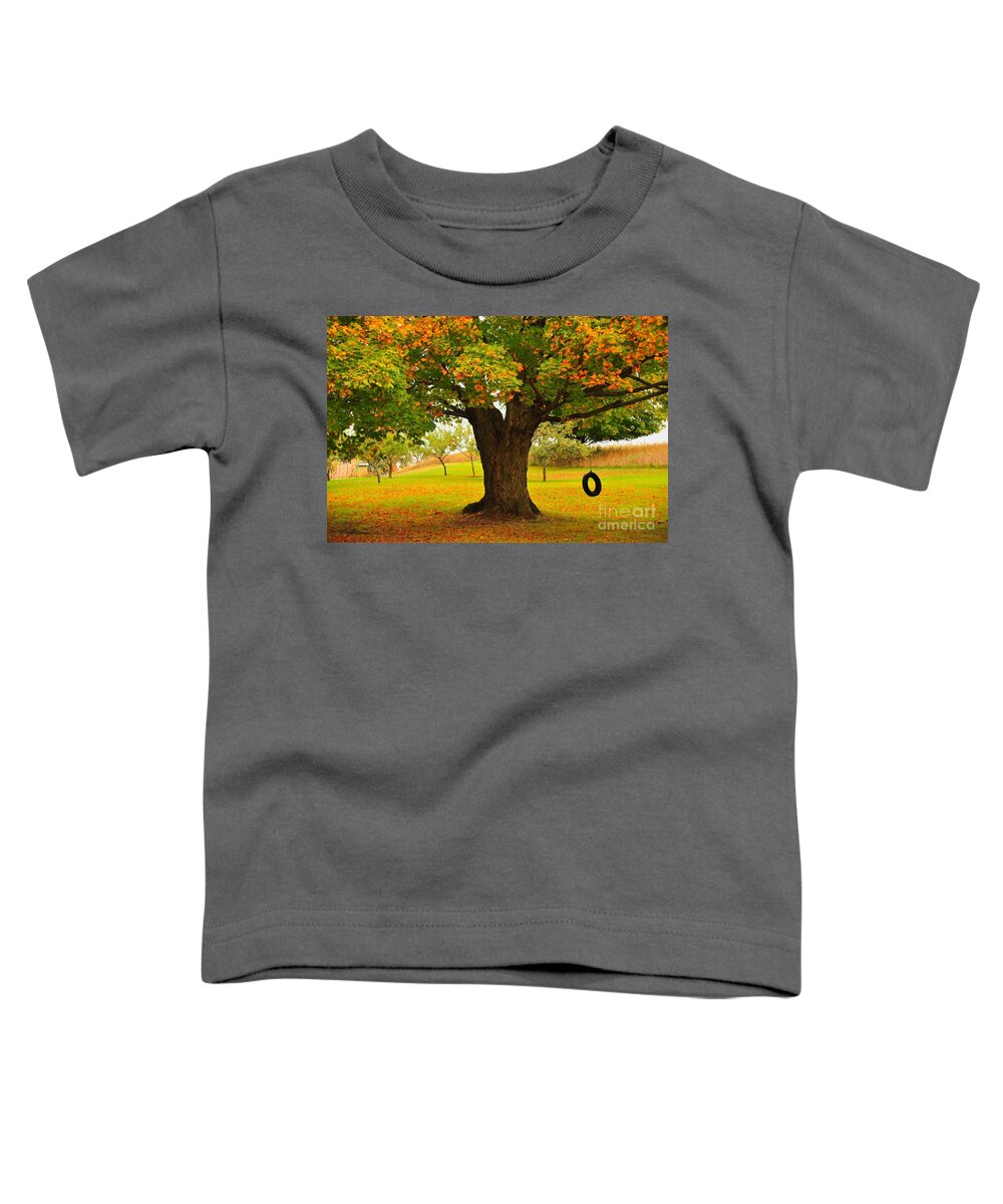 Tire Toddler T-Shirt featuring the photograph Old Tire Swing by Terri Gostola