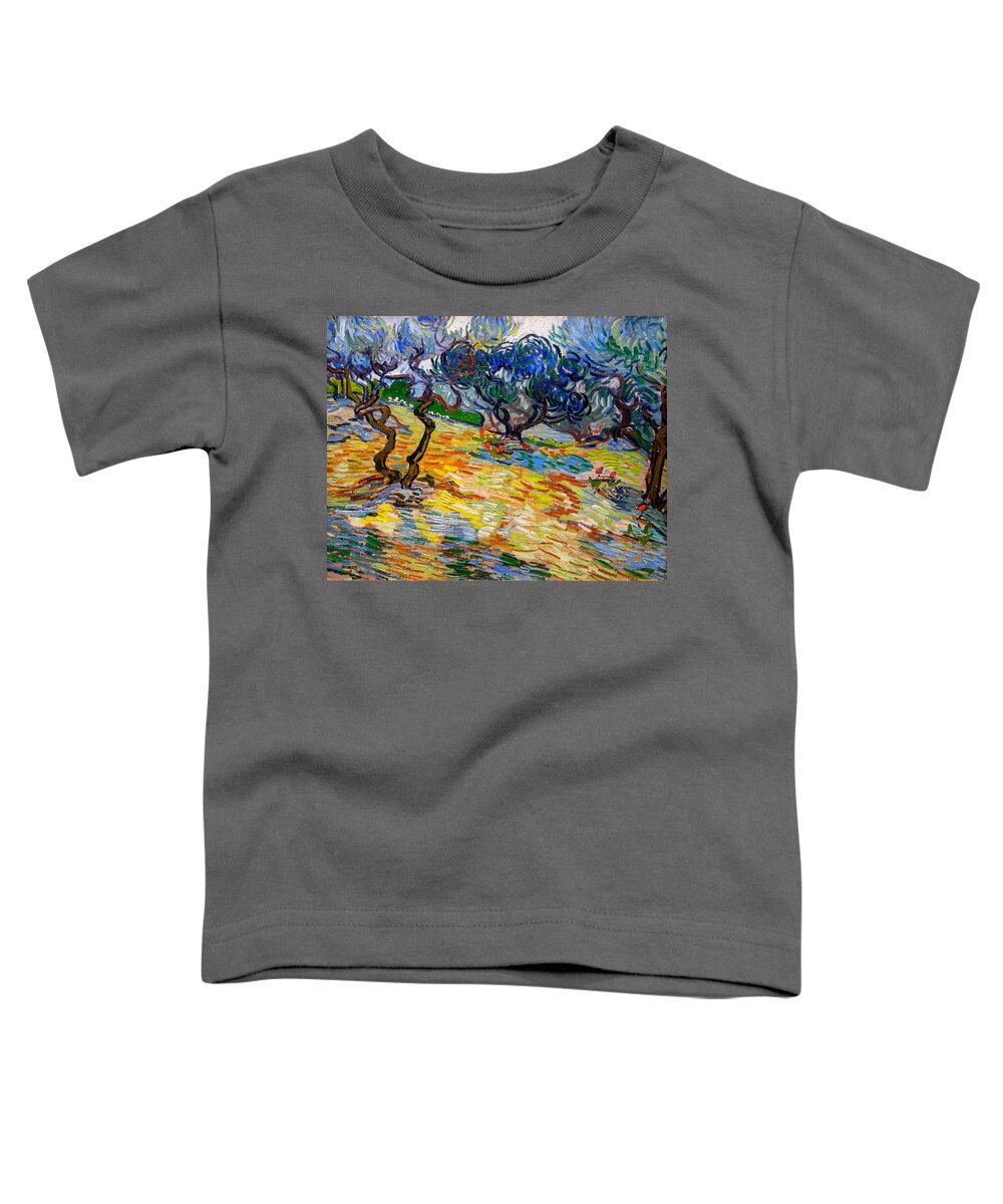 Van Toddler T-Shirt featuring the painting Olive Trees 1889 by Hakon Soreide