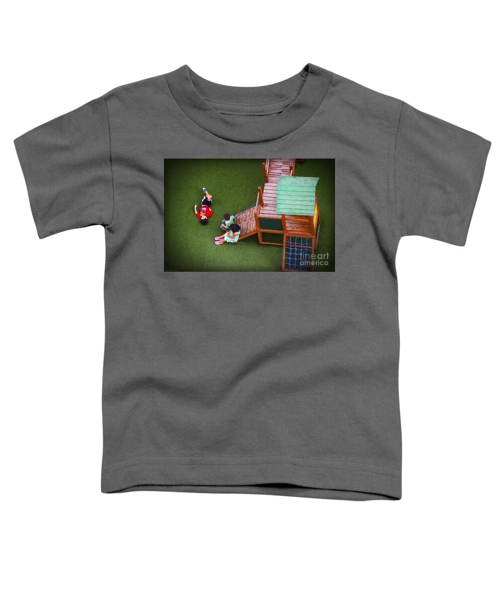 On The Playground Toddler T-Shirt featuring the photograph On the Playground - Digital Oil by Mary Machare