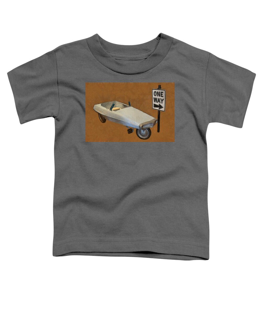 Steering Wheel Toddler T-Shirt featuring the photograph One Way Pedal Car by Michelle Calkins