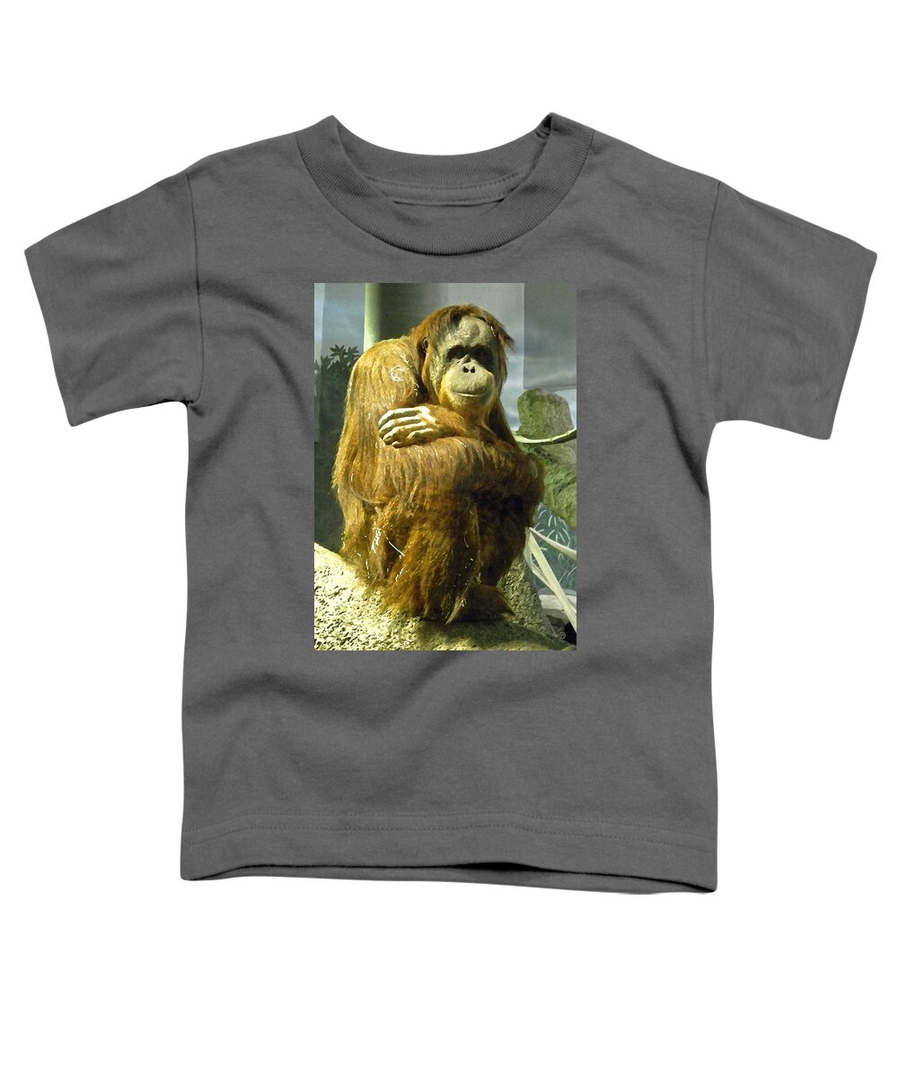 Orangutan Toddler T-Shirt featuring the digital art Orangutan Meditation by Gary Olsen-Hasek