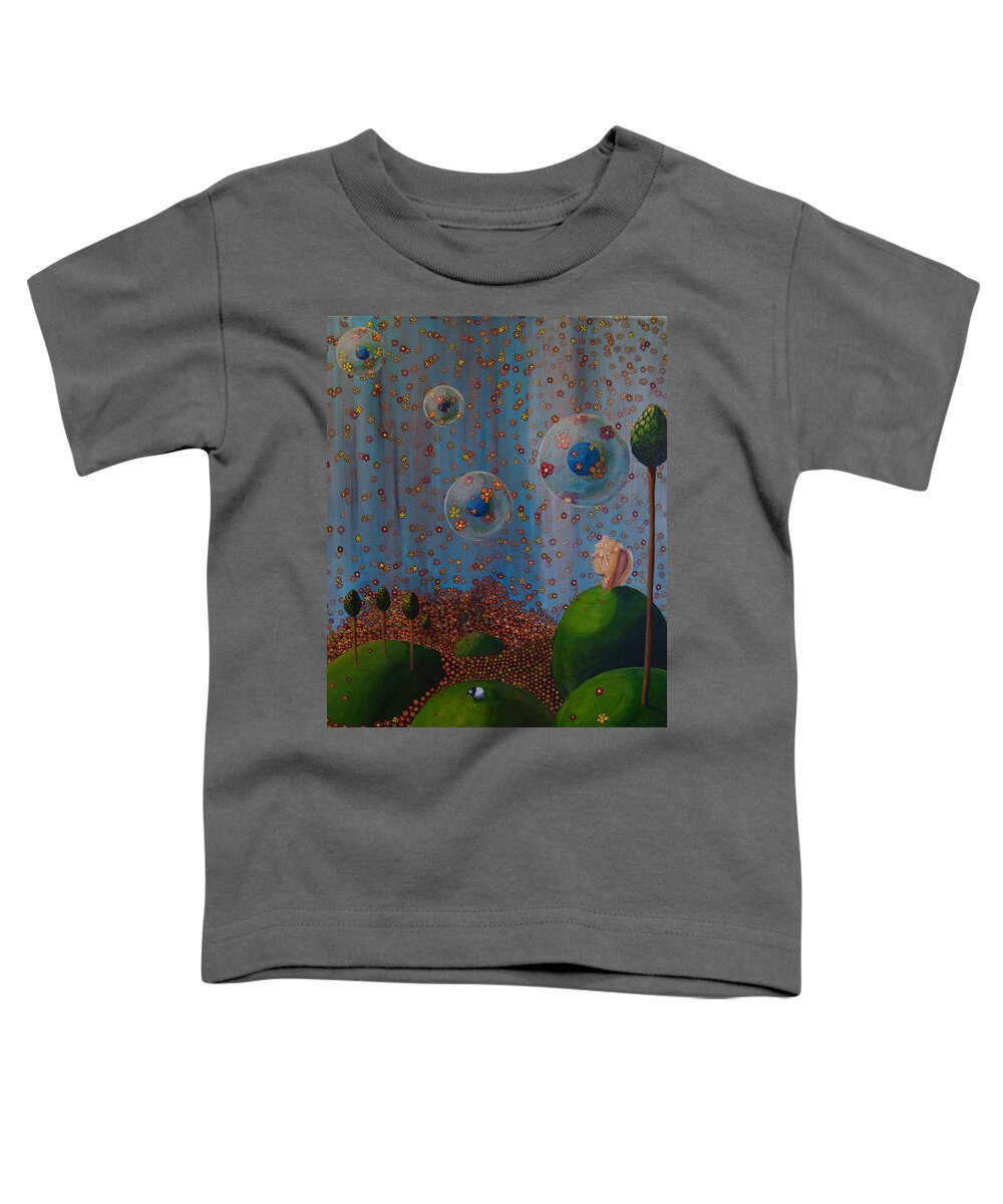 Shell Toddler T-Shirt featuring the painting Out Of His Shell by Mindy Huntress