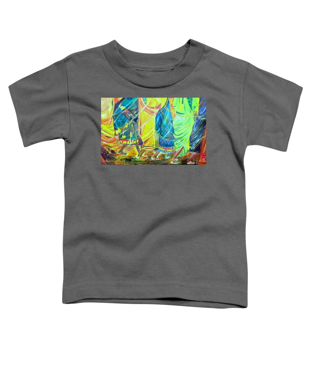 Women Walking Toddler T-Shirt featuring the painting Panjim by Peggy Blood
