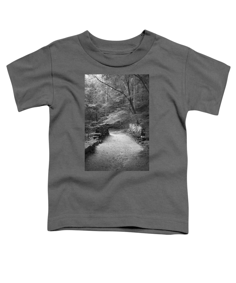 Kelly Hazel Toddler T-Shirt featuring the photograph Path in Black and White by Kelly Hazel