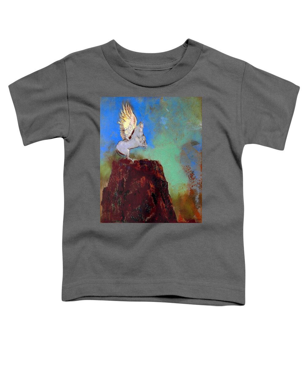 Pegasus Toddler T-Shirt featuring the painting Pegasus by Odilon Redon