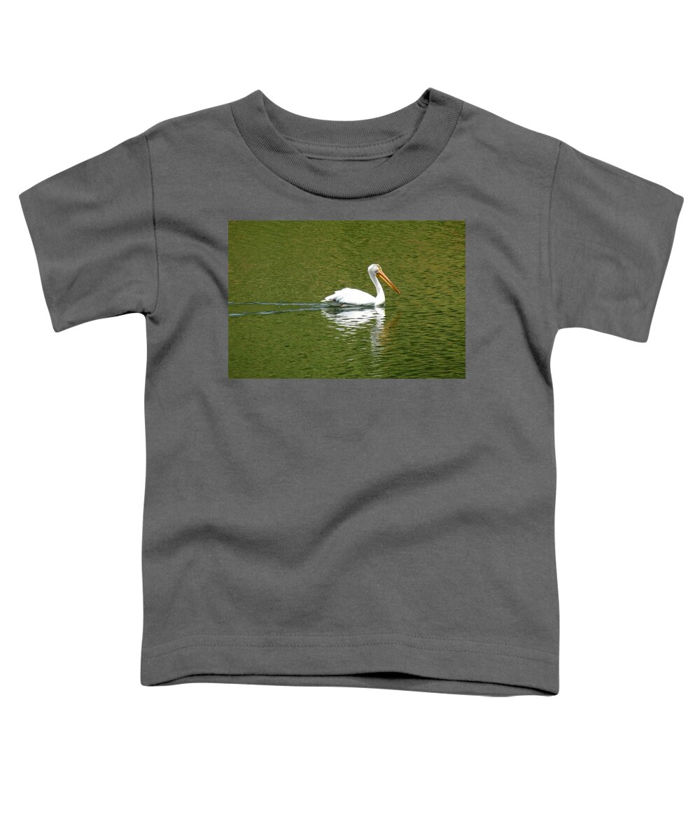 Colorado Toddler T-Shirt featuring the photograph Pelican Reflection on Lake by Marilyn Burton