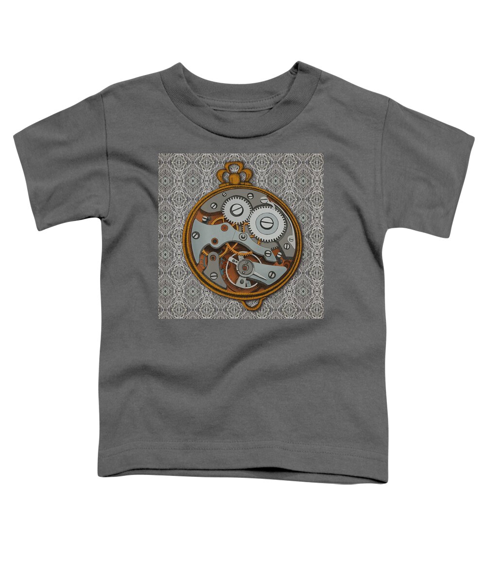 Steam Punk Watch Time Victorian Toddler T-Shirt featuring the drawing Pieces of Time by Meg Shearer