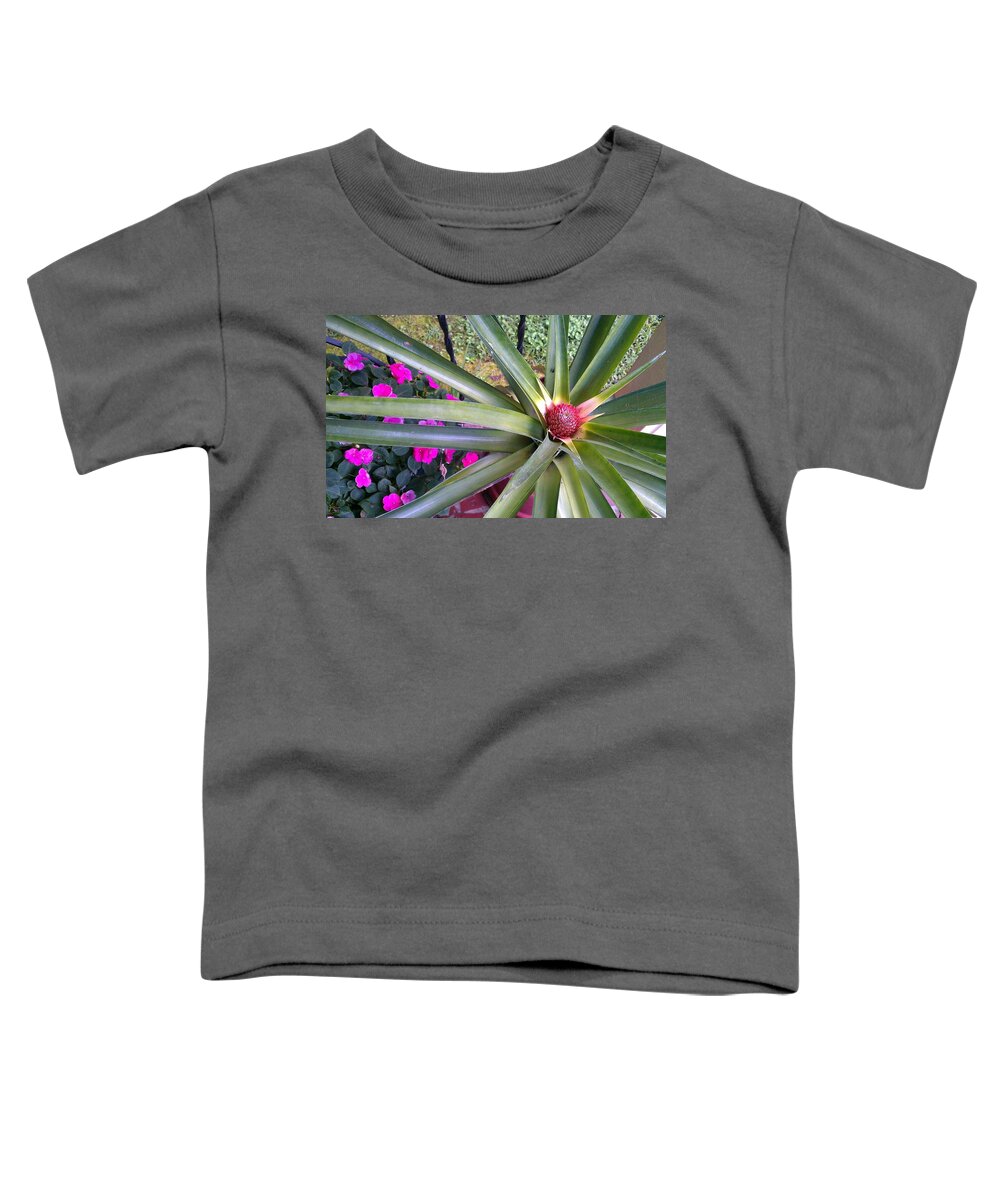 Pineapple Toddler T-Shirt featuring the photograph Pineapple Plant Blooms by Kenny Glover