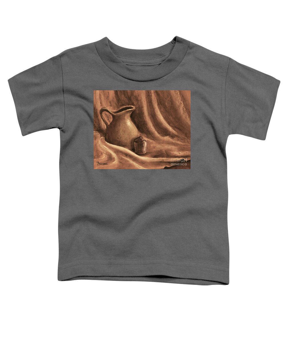 Pitcher Toddler T-Shirt featuring the drawing Pitcher and Lidded Jar by Teresa Ascone