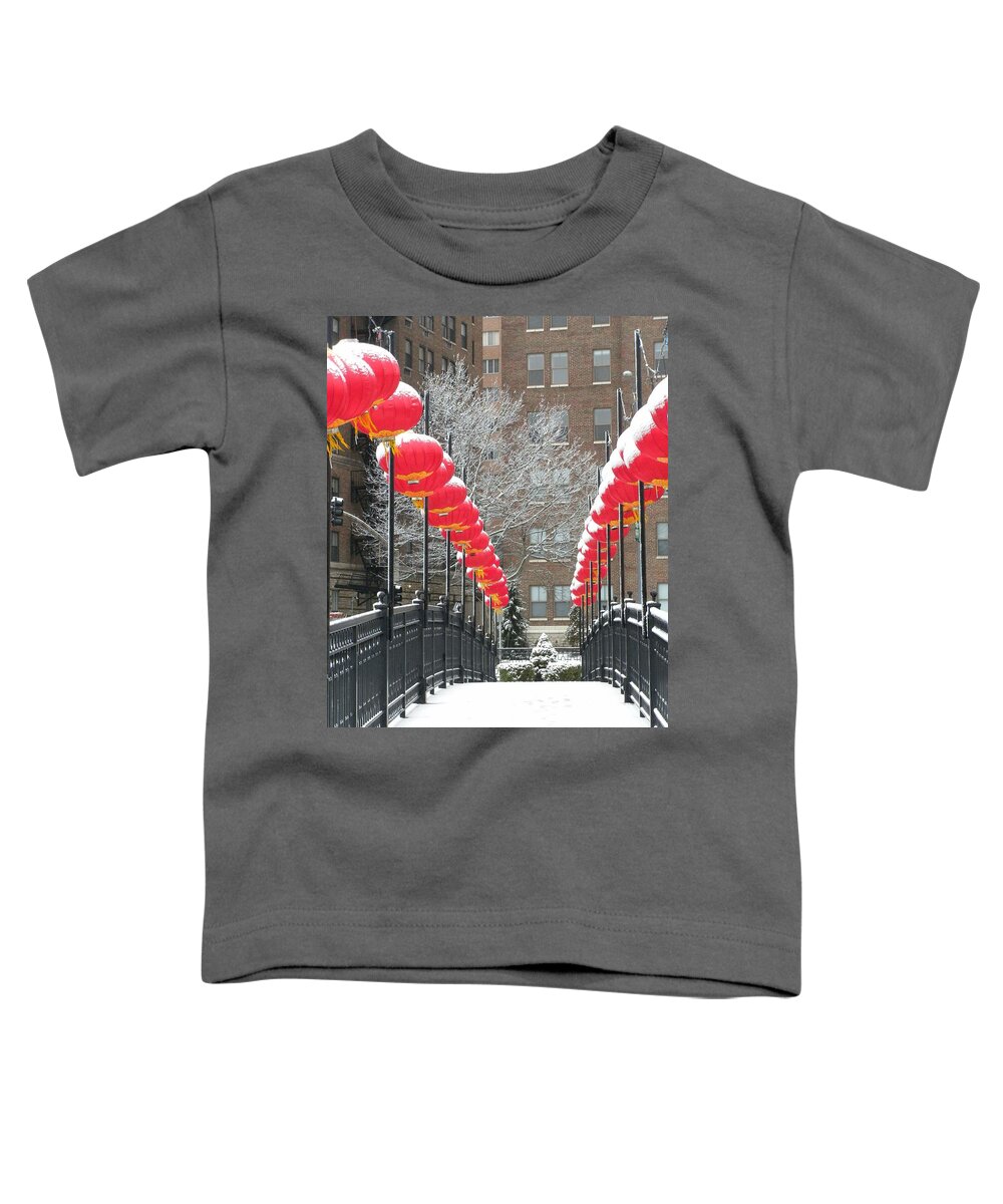 Chinese Lanterns Toddler T-Shirt featuring the photograph Plaza Bridge by Glory Ann Penington