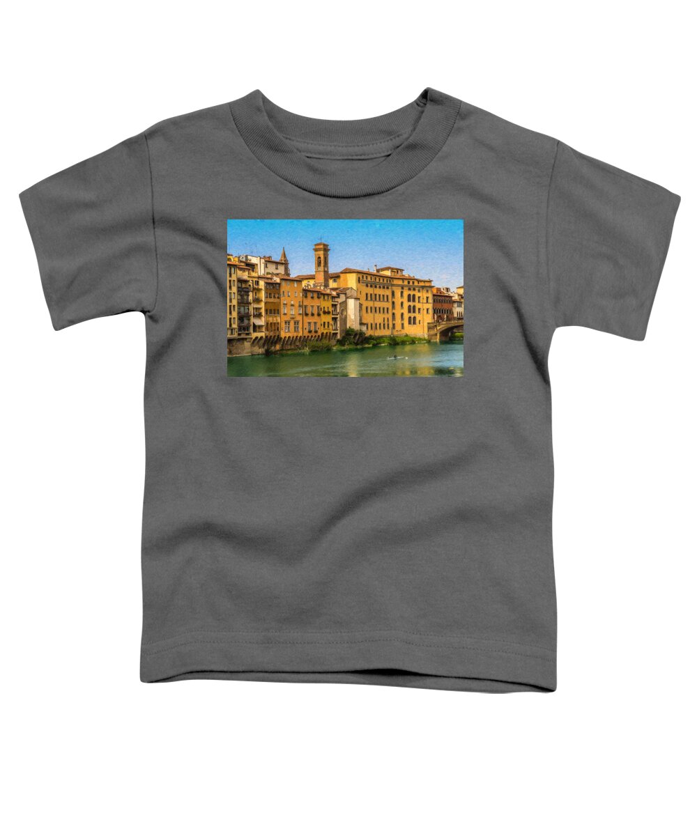 Ponte Toddler T-Shirt featuring the painting Ponte Vecchio Itl3304 by Dean Wittle