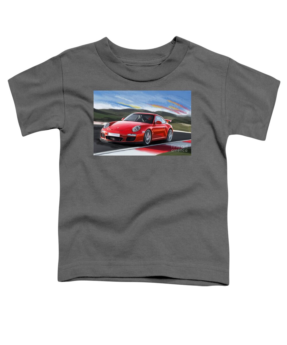 Porsche Toddler T-Shirt featuring the painting Porsche 911 GT3 by Tim Gilliland