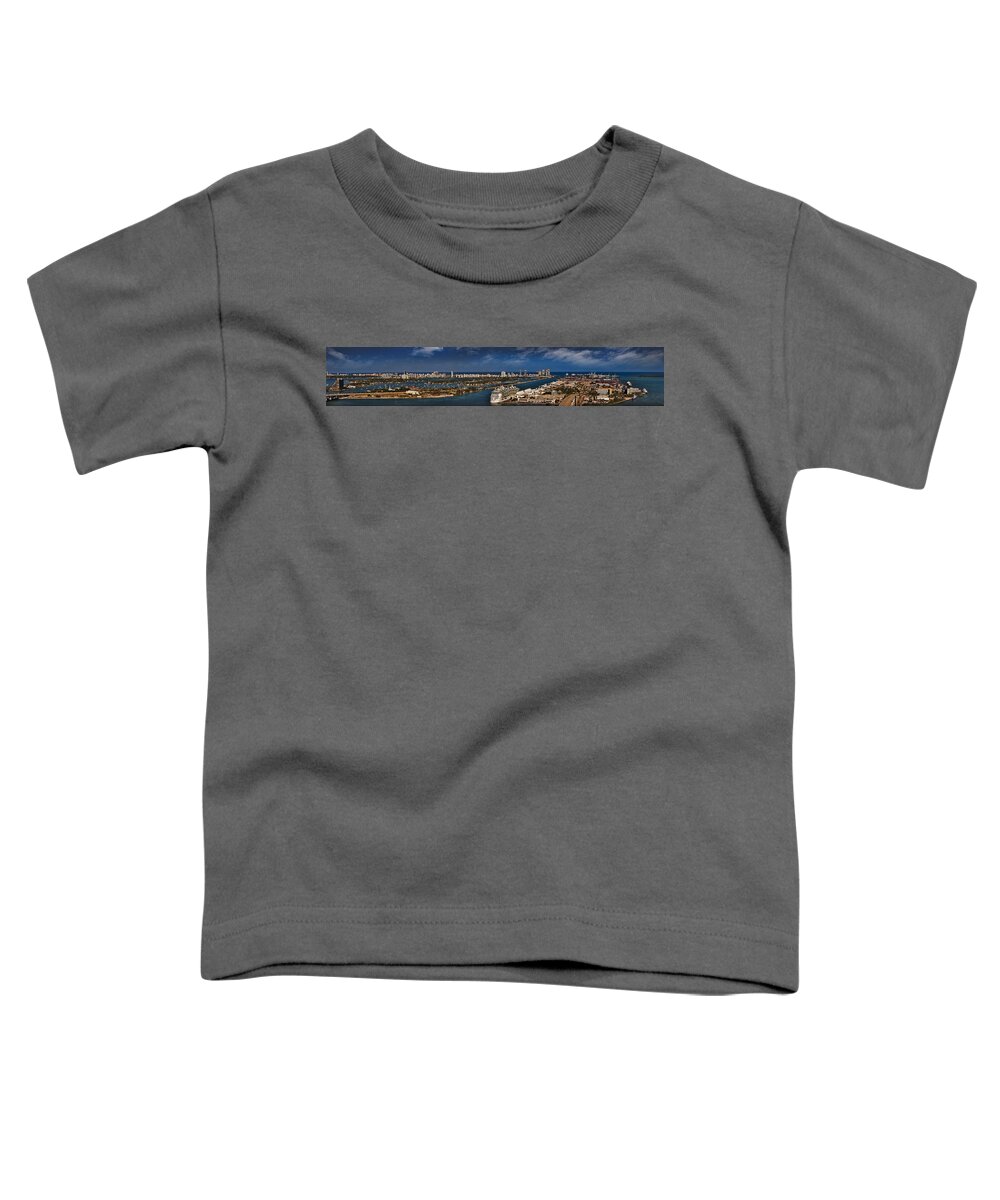 Metro Toddler T-Shirt featuring the photograph Port Of Miami Panoramic by Susan Candelario