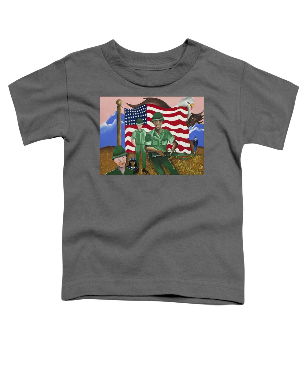 Gullah Art Toddler T-Shirt featuring the painting Protectors of Dreams by Patricia Sabreee