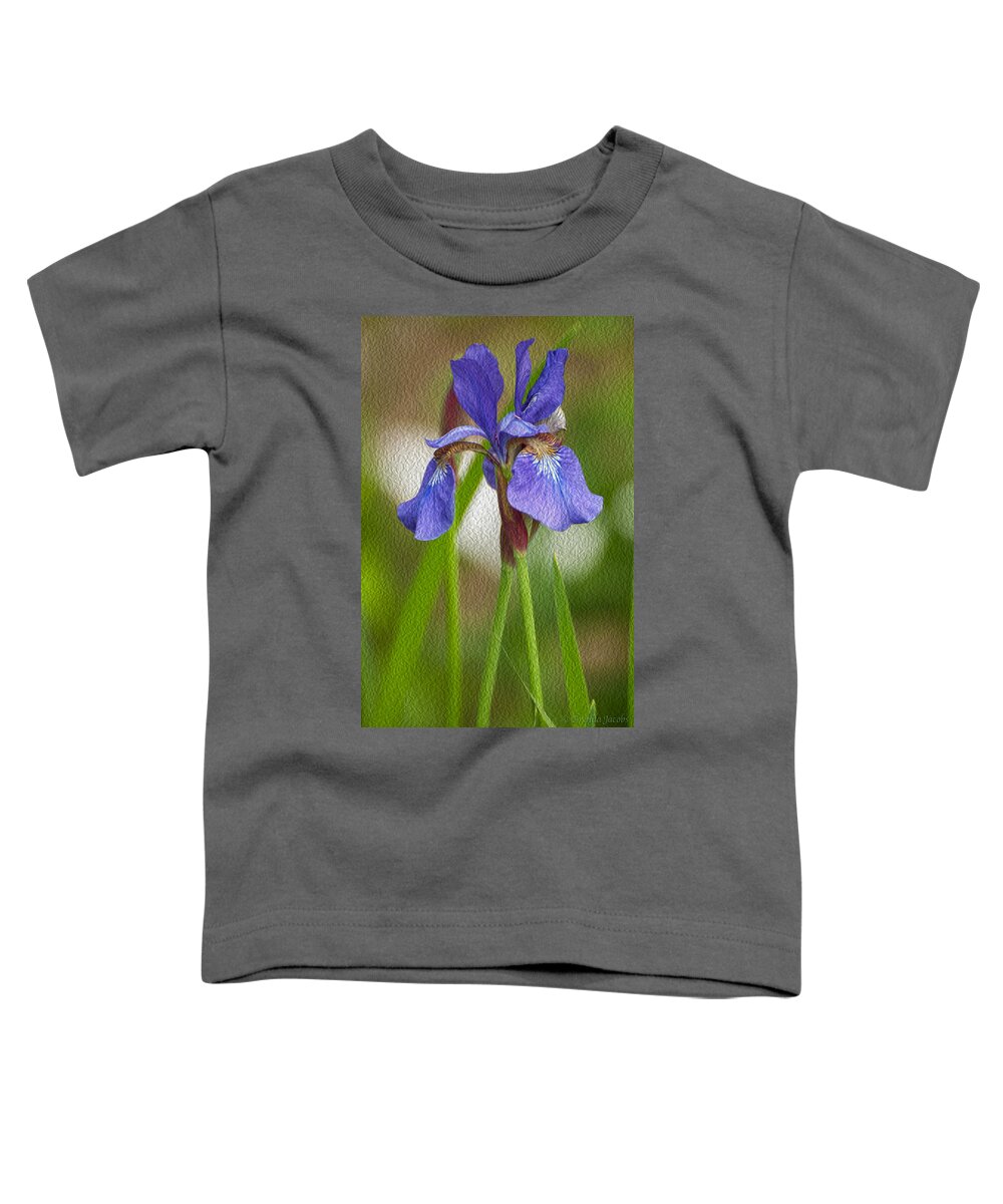 Bearded Iris Toddler T-Shirt featuring the photograph Purple Bearded Iris Oil by Brenda Jacobs