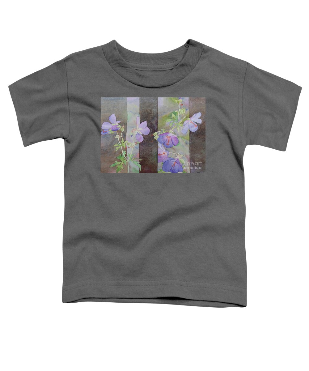 Purple Toddler T-Shirt featuring the painting Purple Ivy Geranium by Laurel Best