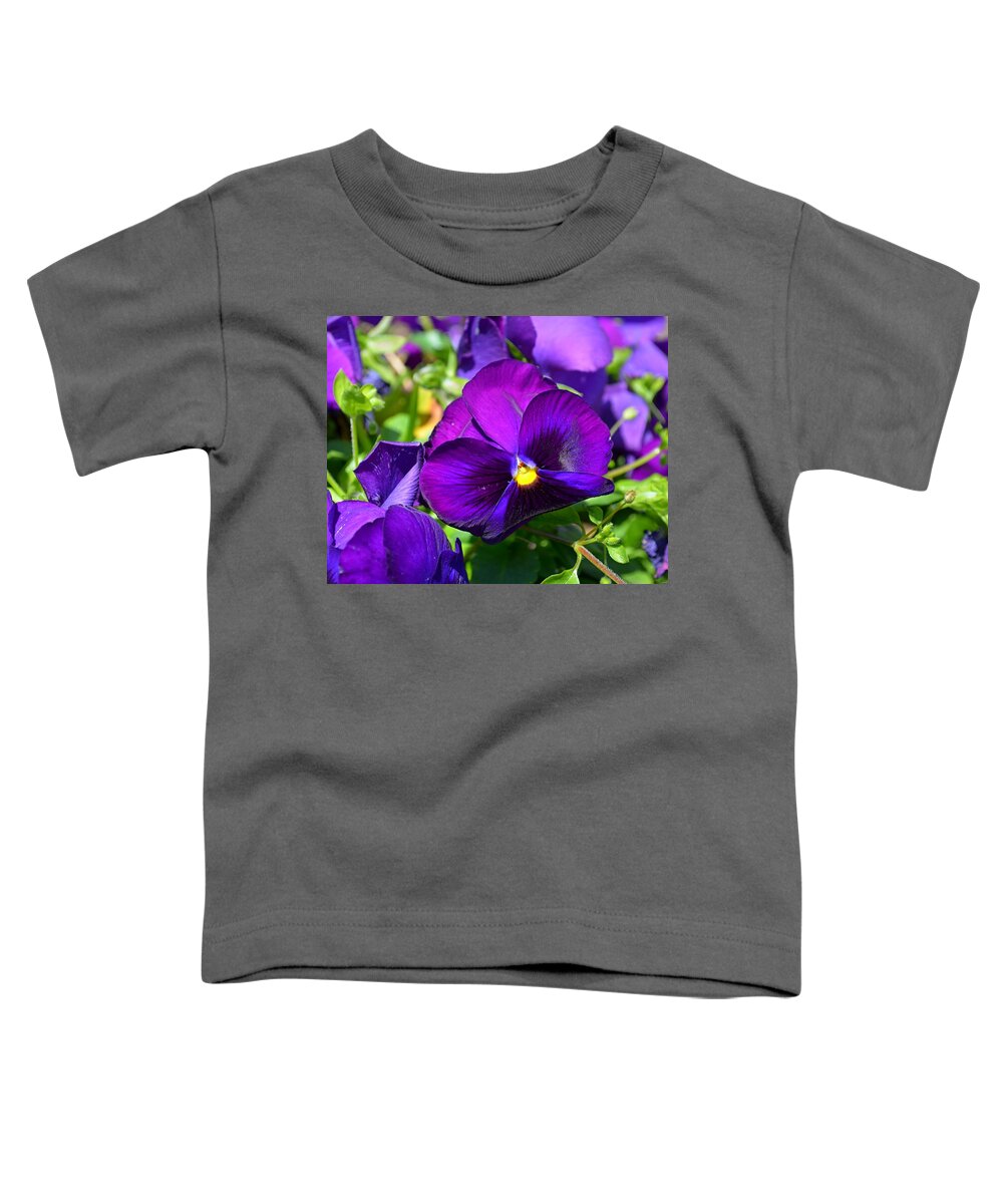 Purple Toddler T-Shirt featuring the photograph Purple Pansies by Jeff at JSJ Photography