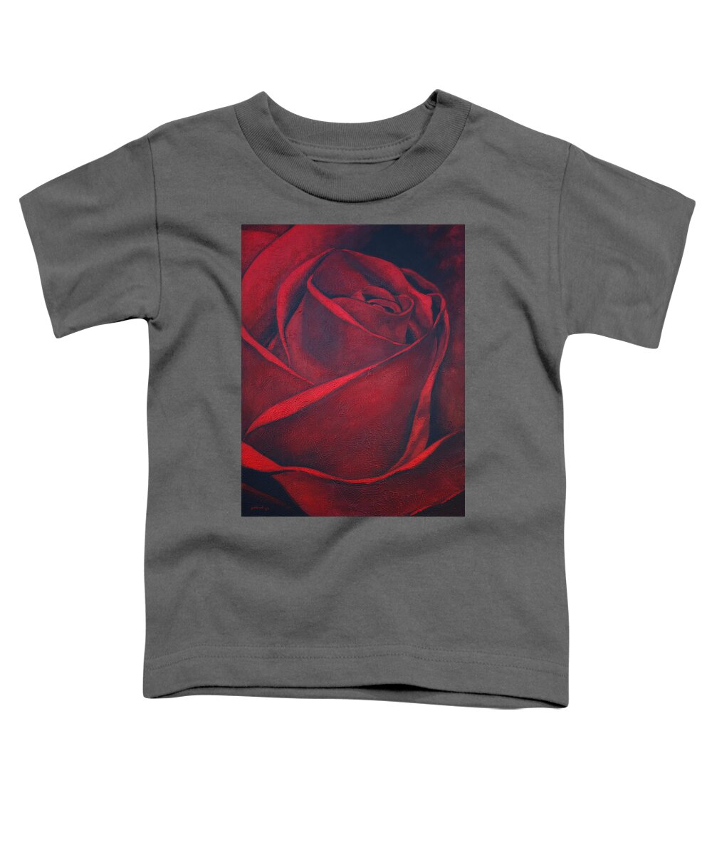 Rose Toddler T-Shirt featuring the painting Red Rose by Glenn Pollard