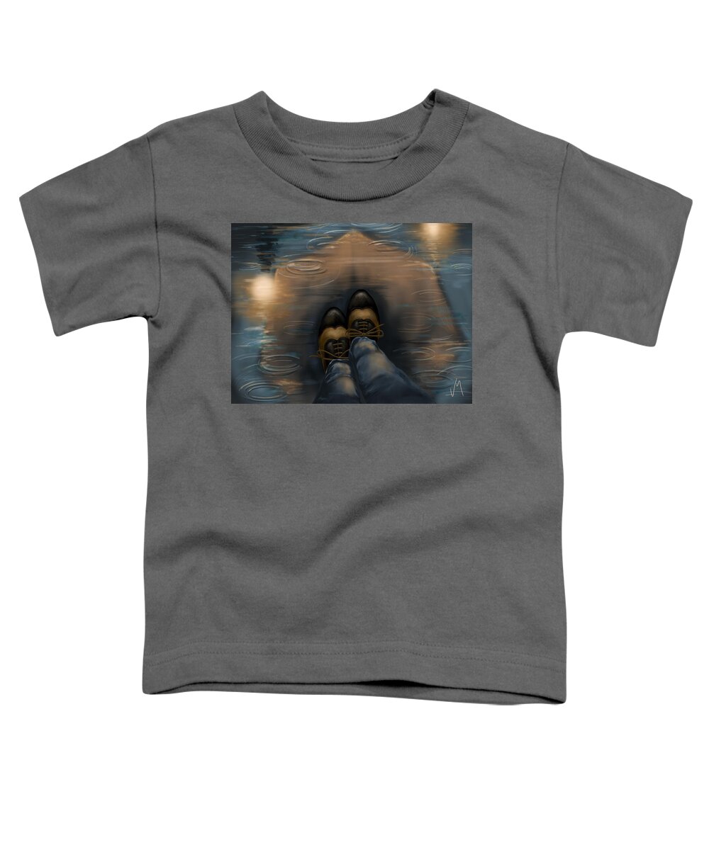 Rain Toddler T-Shirt featuring the painting Reflection by Veronica Minozzi