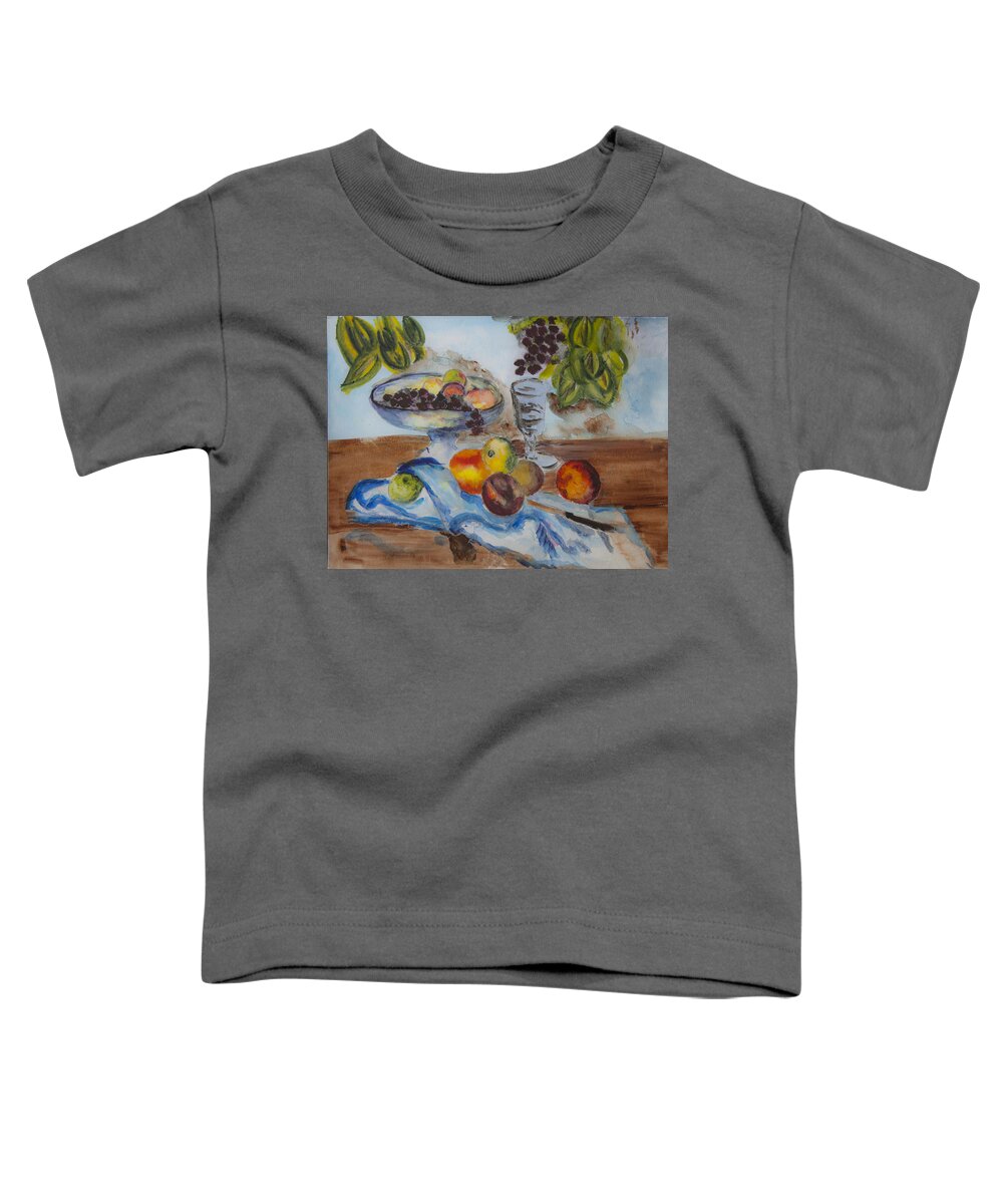 Still Paintings Toddler T-Shirt featuring the painting Rendition Still Life with Compotier by Donna Walsh