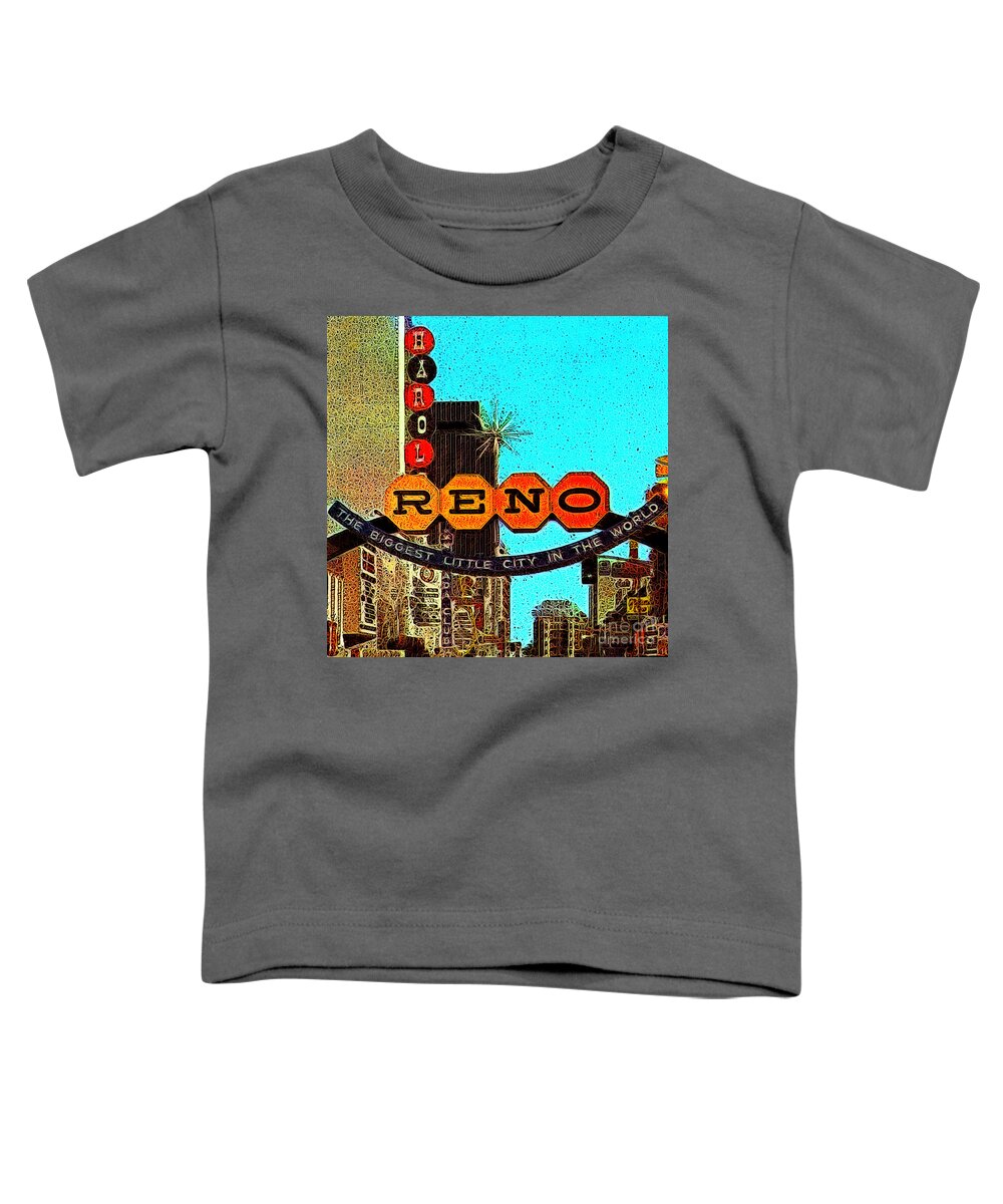 Americana Toddler T-Shirt featuring the photograph Retro Reno Nevada The Biggest Little City In The World 20130505v1 by Wingsdomain Art and Photography