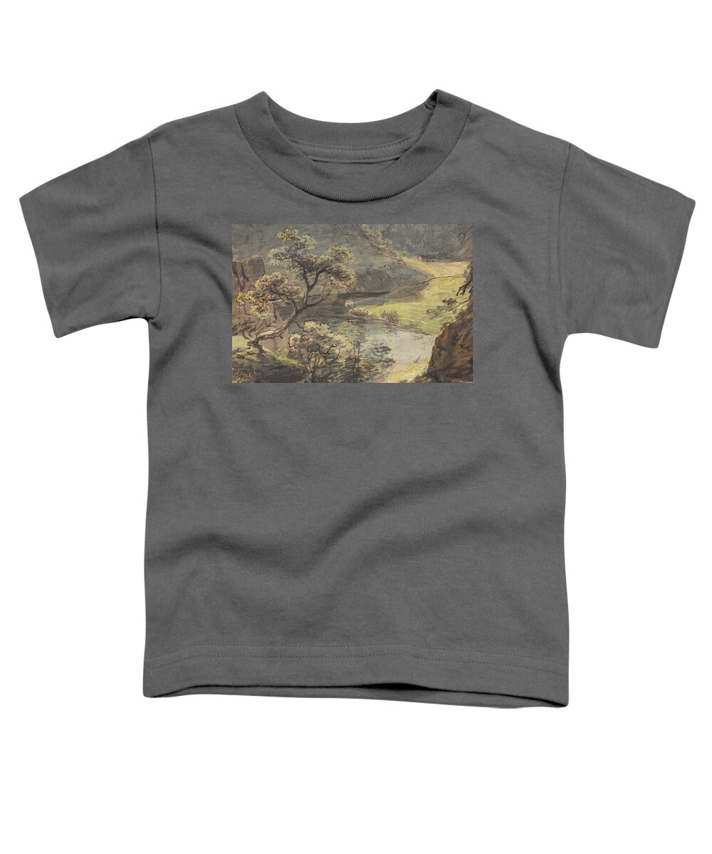Johann Georg Von Dillis Toddler T-Shirt featuring the drawing River Landscape by Johann Georg von Dillis