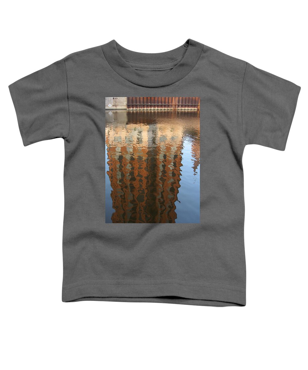 Milwaukee Toddler T-Shirt featuring the photograph Riverwalk Reflection by Anita Burgermeister