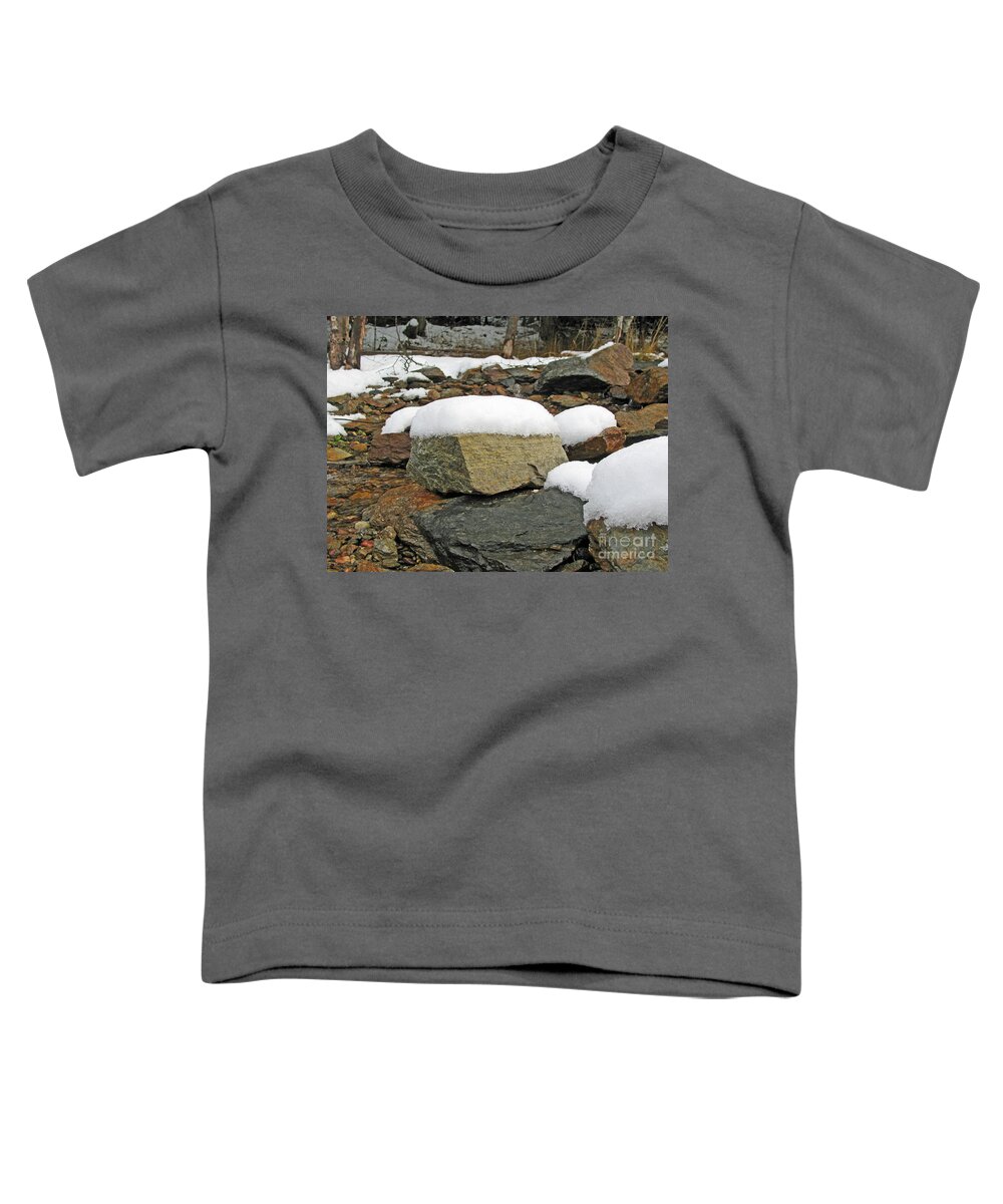 Rocks Toddler T-Shirt featuring the photograph Rocks With Frosting by Leone Lund