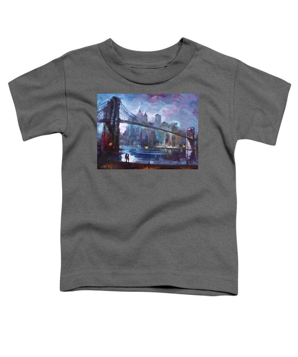 Romance Toddler T-Shirt featuring the painting Romance by East River II by Ylli Haruni