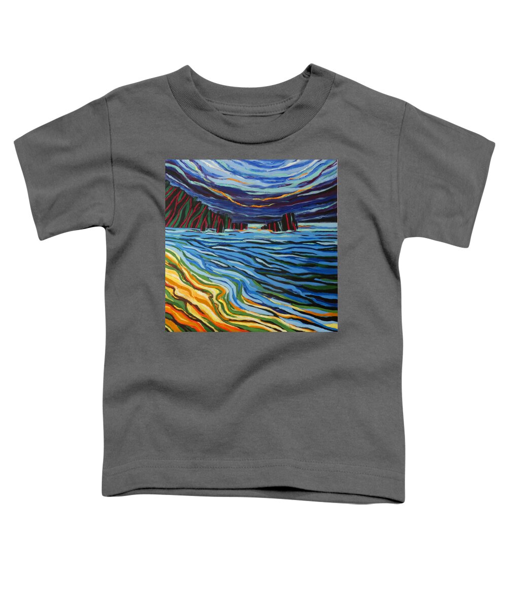 Bay Toddler T-Shirt featuring the painting Roatan by Zofia Kijak