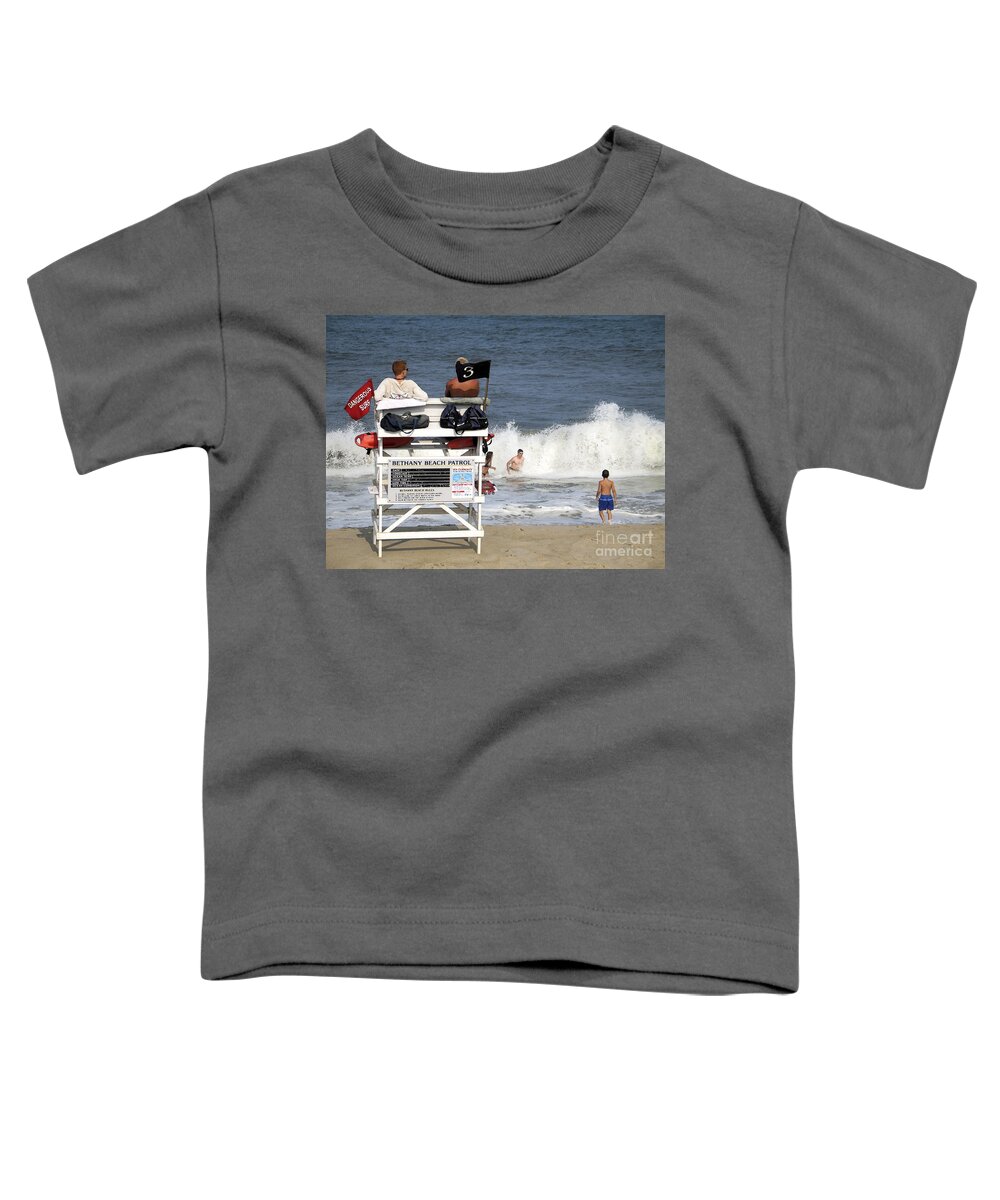 Beach Toddler T-Shirt featuring the digital art Rough Water at Bethany Beach in Delaware by William Kuta