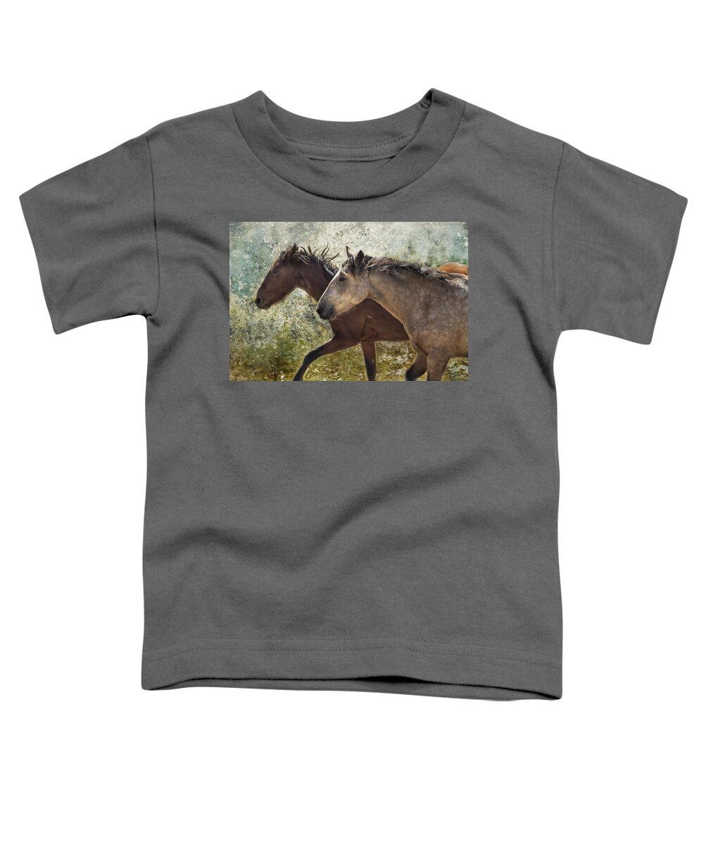 Pryor Mustangs Toddler T-Shirt featuring the photograph Running Free - Pryor Mustangs by Belinda Greb