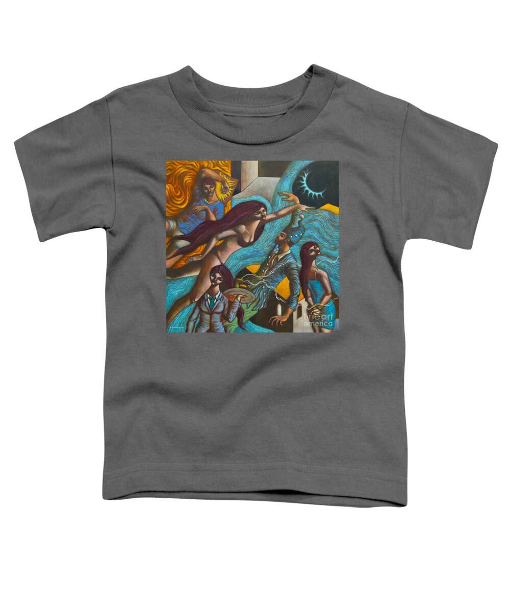 Night Toddler T-Shirt featuring the painting Sa Lalim ng Gabi In the Depths of the Night by Paul Hilario