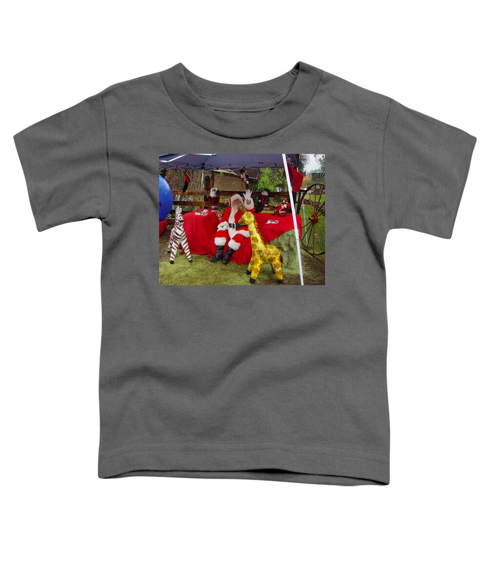 Santa Claus Toddler T-Shirt featuring the photograph Santa Clausewith the Animals by Phyllis Spoor