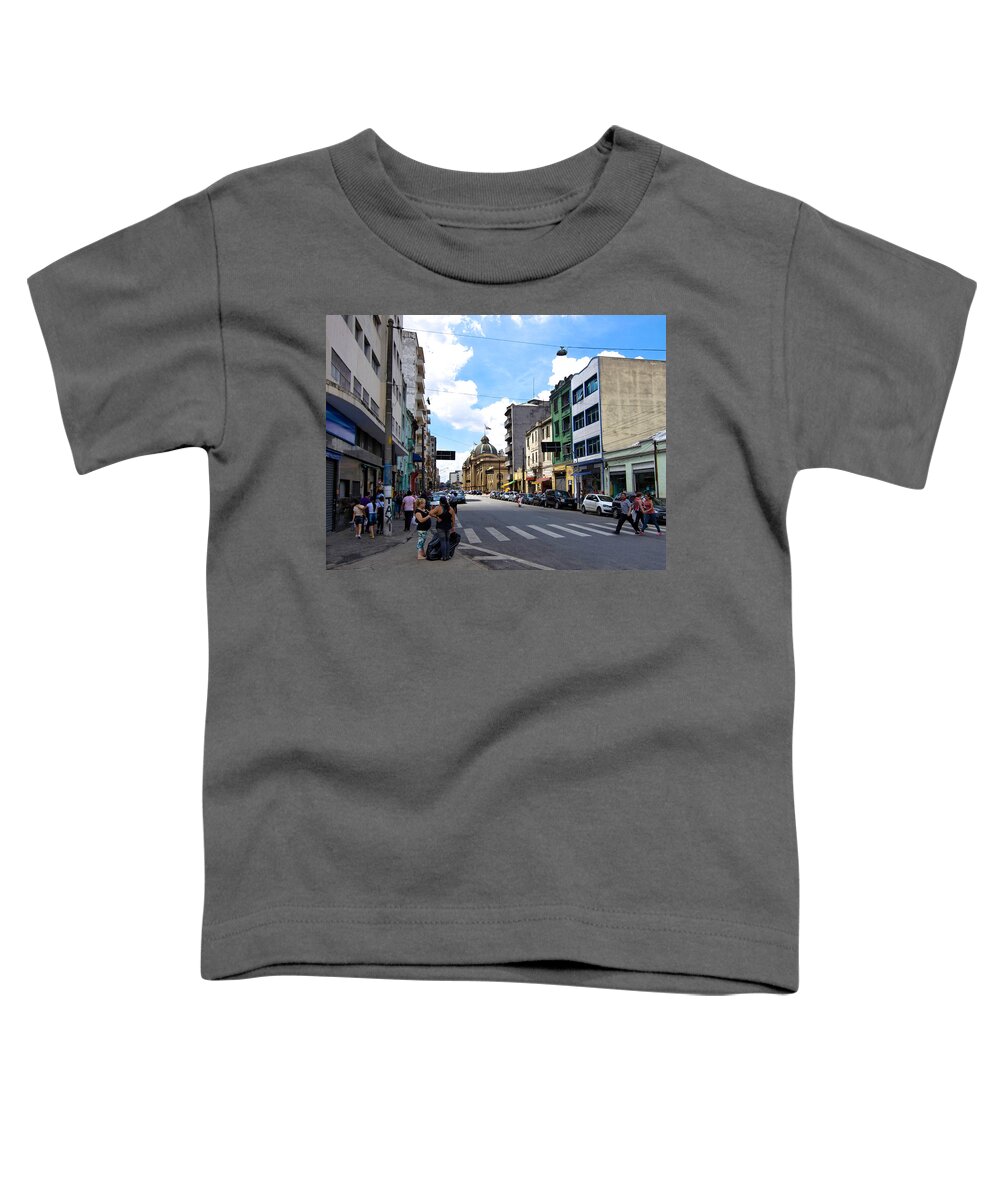 Street Photography Toddler T-Shirt featuring the photograph Saturday Afternoon in Sao Paulo by Julie Niemela