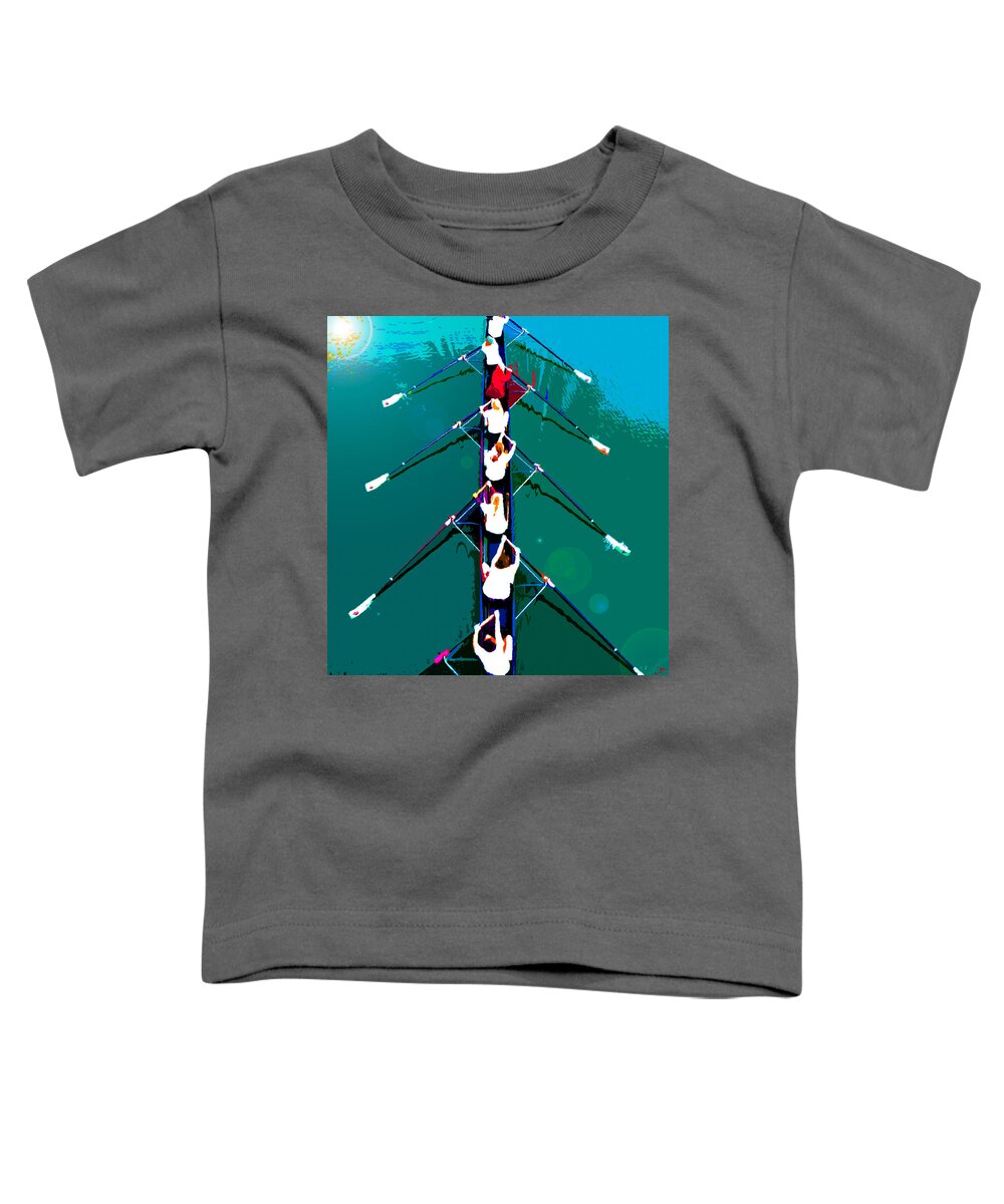 Rowing Toddler T-Shirt featuring the painting Rowing in the sun by David Lee Thompson