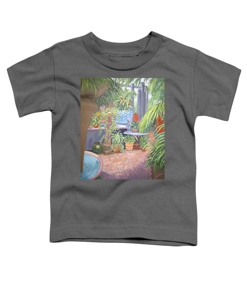 Karen Zuk Rosenblatt Art And Photography Toddler T-Shirt featuring the painting Secret Garden by Karen Zuk Rosenblatt