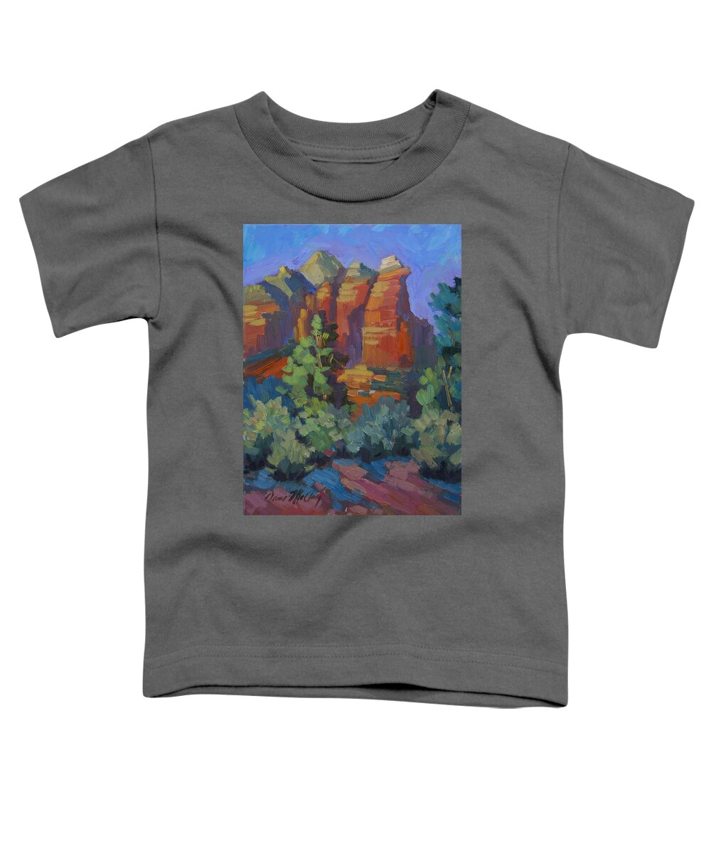 Sedona Toddler T-Shirt featuring the painting Sedona Coffee Pot Rock by Diane McClary