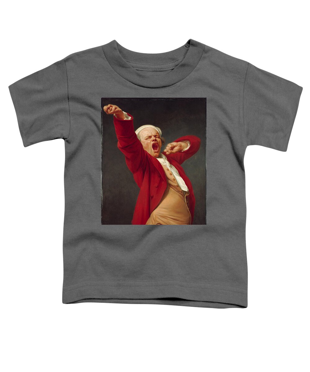 Joseph Ducreux Toddler T-Shirt featuring the painting Self-Portrait Yawning by Joseph Ducreux