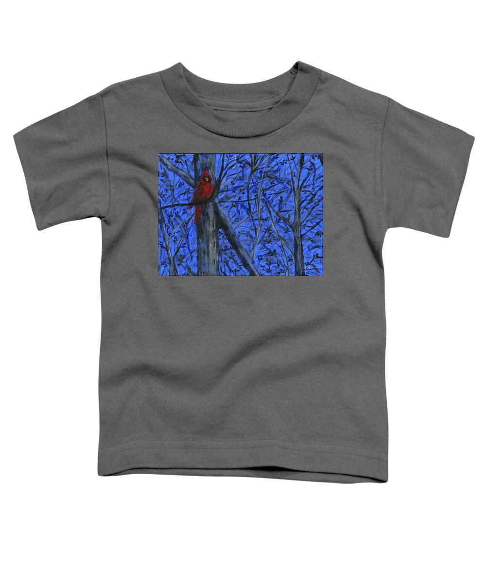 Cardinal Toddler T-Shirt featuring the painting Sentinel by Alice Faber