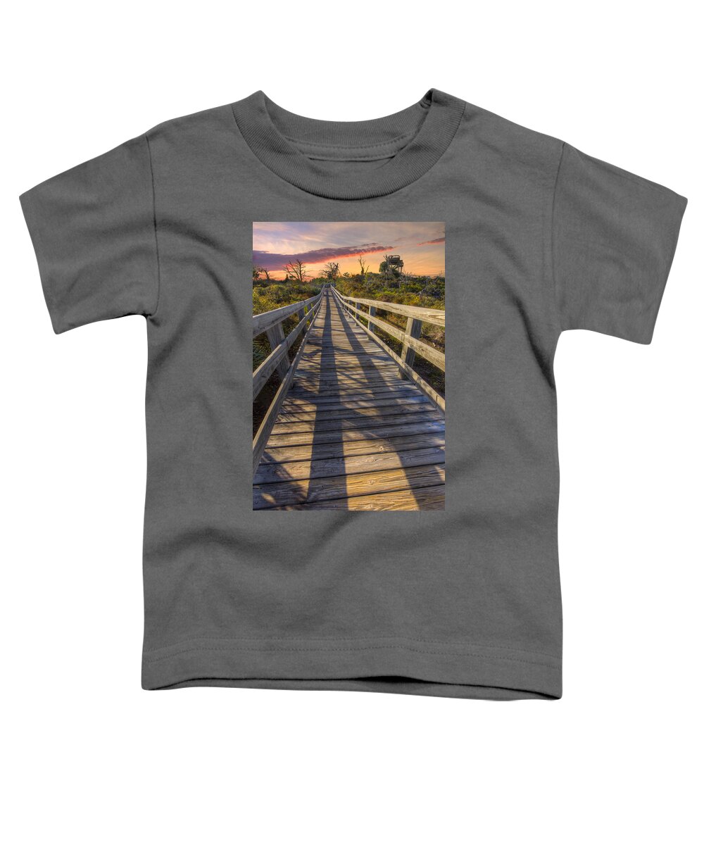 Clouds Toddler T-Shirt featuring the photograph Shadows on the Boardwalk by Debra and Dave Vanderlaan