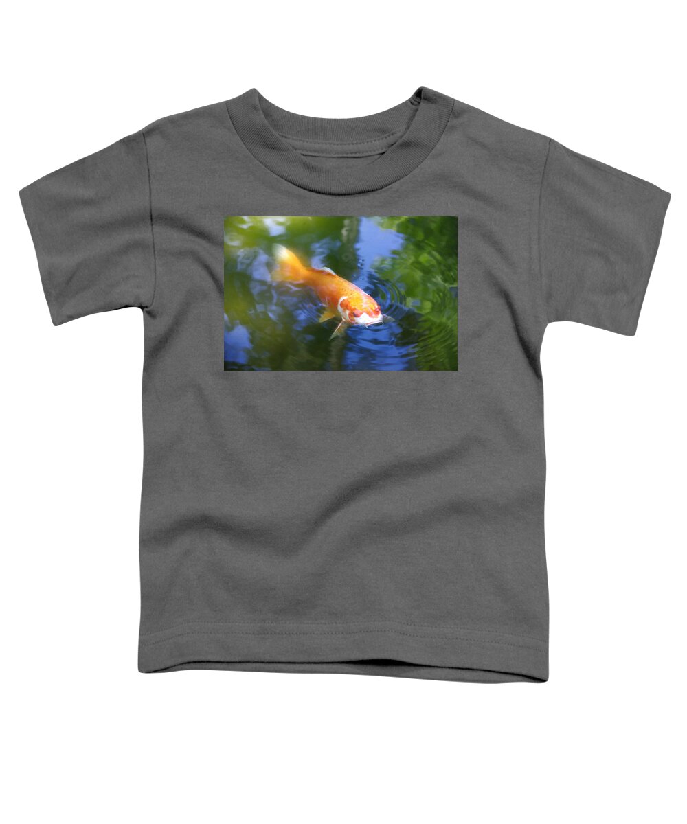 Japanese Gardens Bring Me Much Peace And Tranquility. I Find Them Great Places To Meditate. Koi Are Some Of My Favorite Fish To Watch Toddler T-Shirt featuring the photograph Skimming the Surface by Spencer Hughes