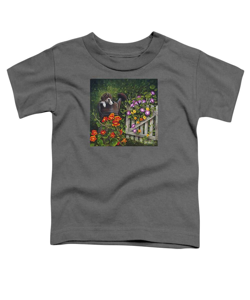 Puppy Toddler T-Shirt featuring the painting Snout N Spout by Ricardo Chavez-Mendez