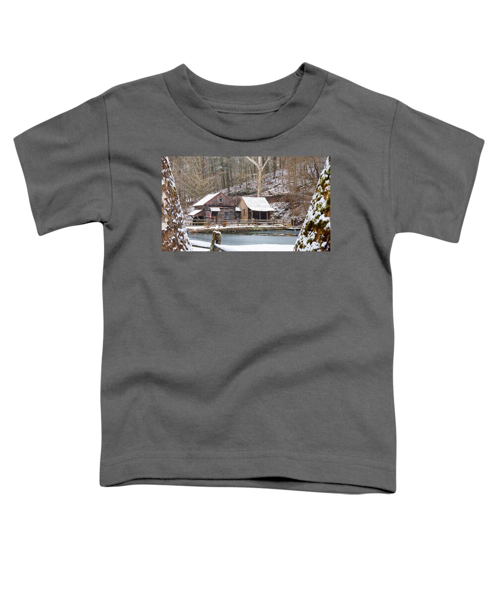 Woods Toddler T-Shirt featuring the photograph Snowy Morning in the Woods by William Jobes