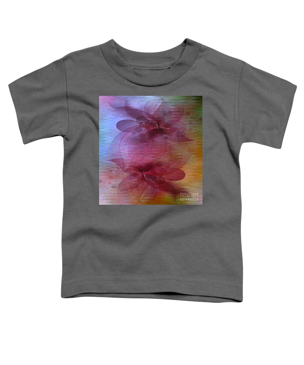Abstract Toddler T-Shirt featuring the digital art Soft Colored Ripples And Ribbons Abstract by Judy Palkimas