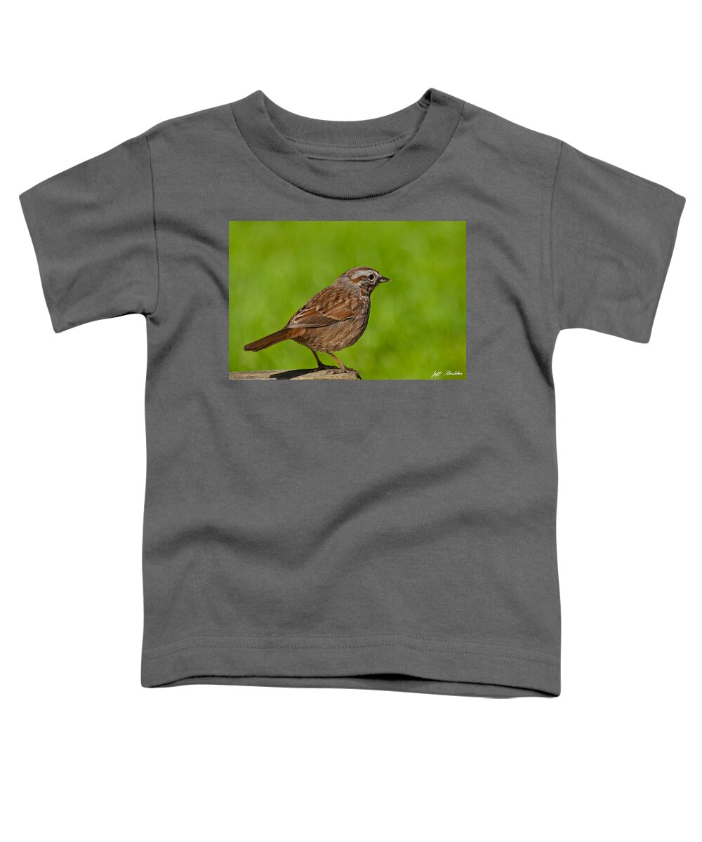 Animal Toddler T-Shirt featuring the photograph Song Sparrow on a Log by Jeff Goulden