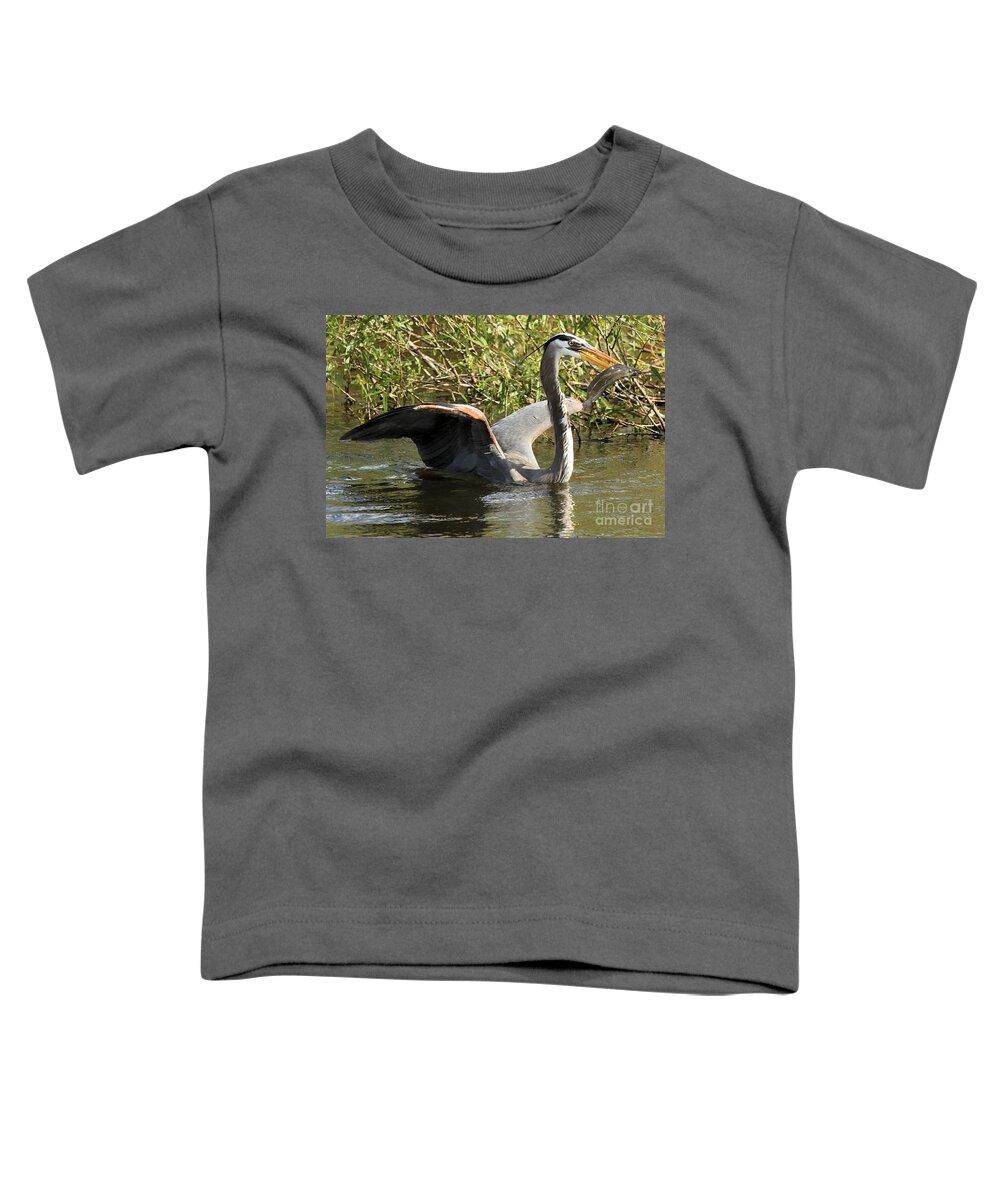 Great Blue Heron Toddler T-Shirt featuring the photograph Speared by Adam Jewell