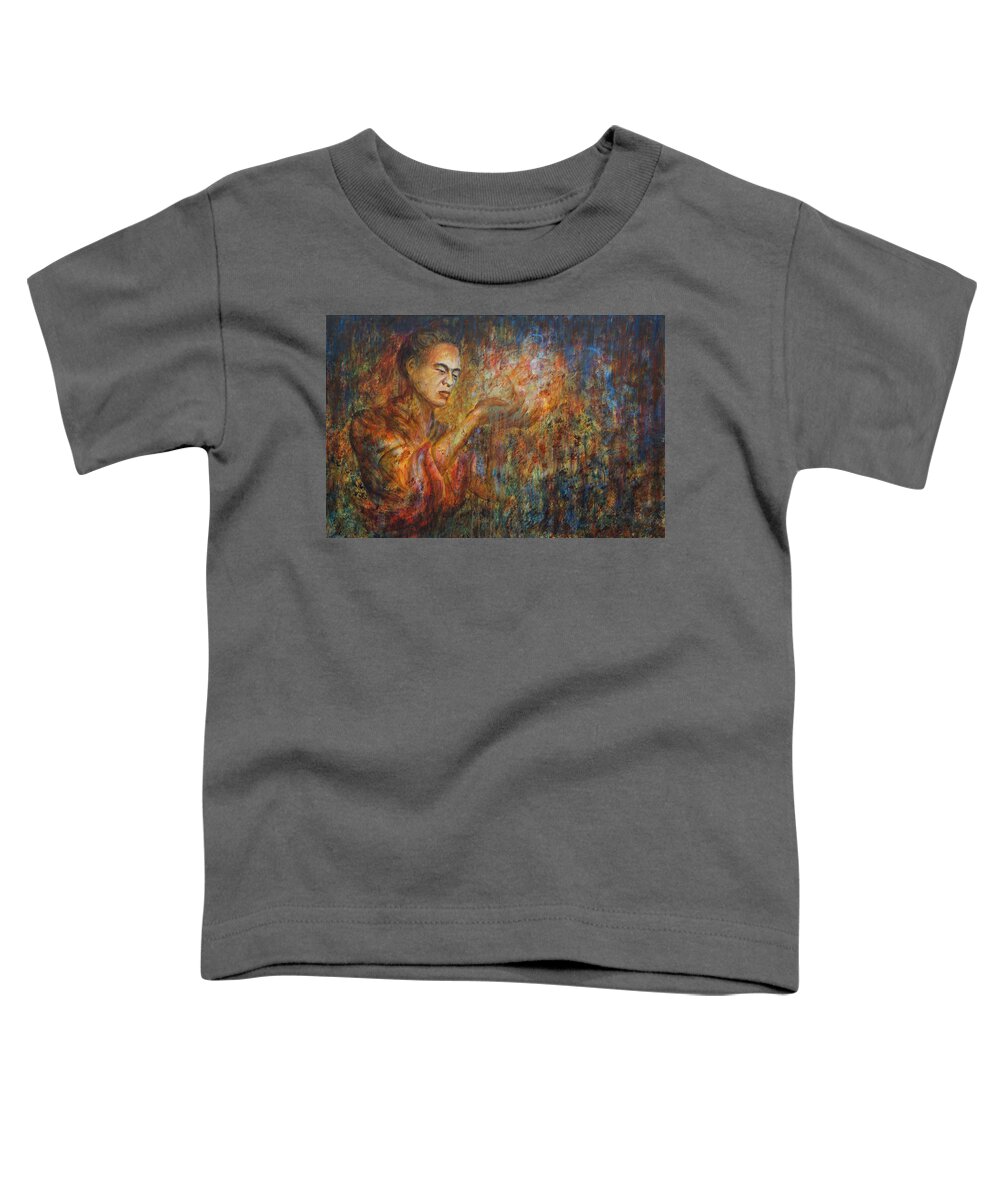 Spiritual Toddler T-Shirt featuring the painting Spiritual Meditation by Nik Helbig