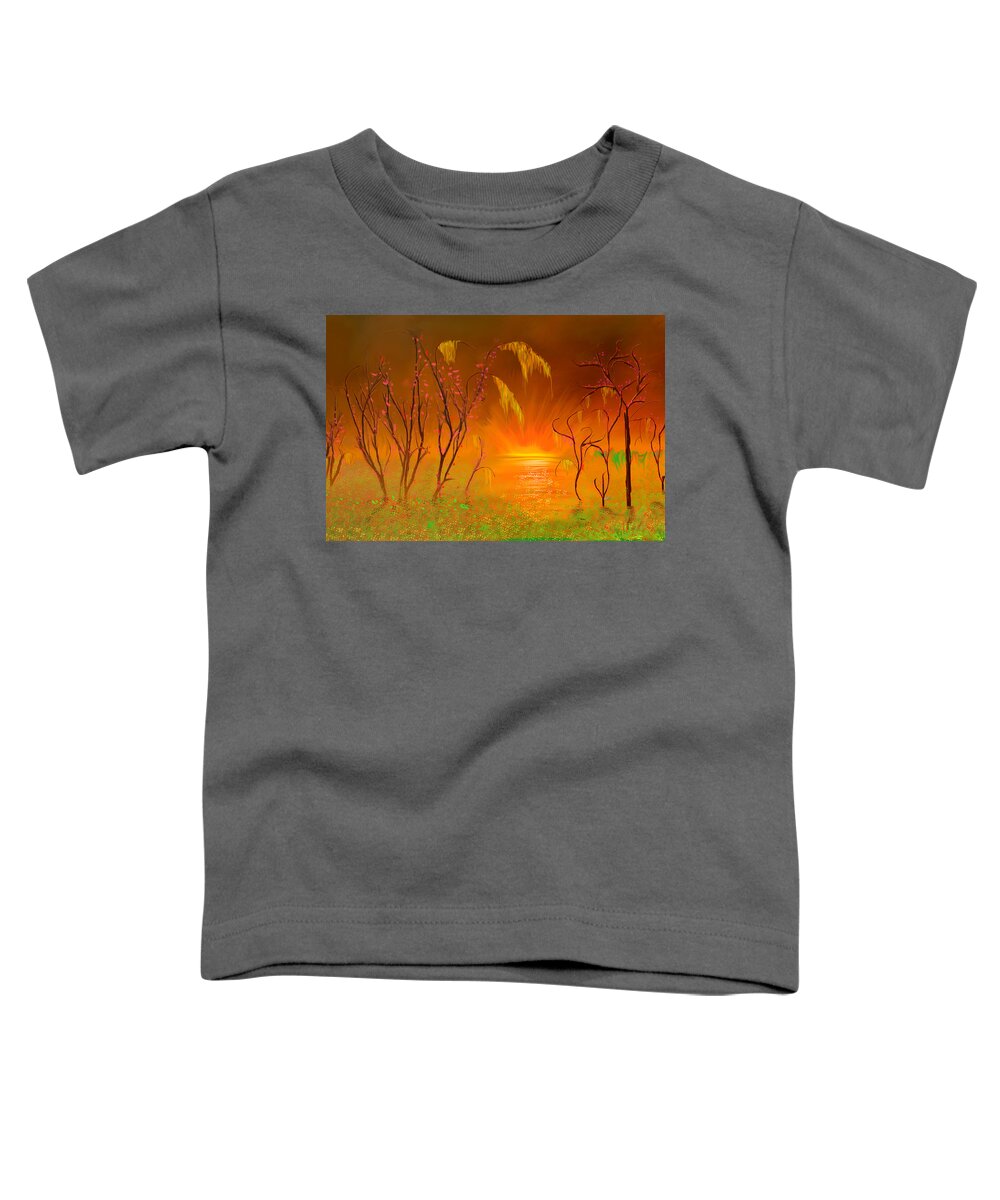 Louisiana Toddler T-Shirt featuring the painting Spring Morning Louisiana Bayou Style by Angela Stanton